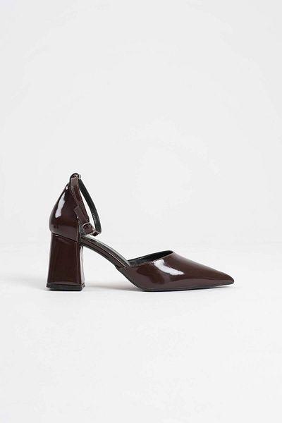 Zerenyus Doren Premium Bitter Brown Patent Leather Women's Heeled Shoes