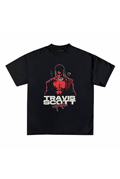 RawNox تيشيرت مطبوع بقصة فضفاضة للجنسين من ترافيس سكوت