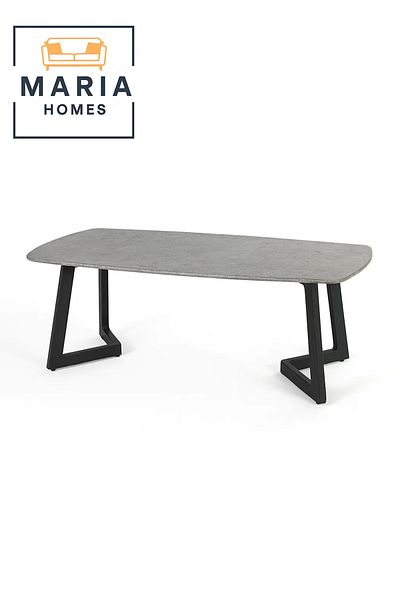 MARIA HOMES Modern Coffee Table with Wood Top & Black Metal Frame and size 100*60 cm