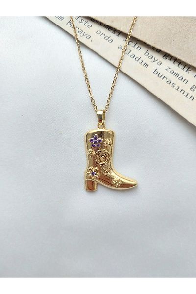 Alexis Carrel Lotus Flower Pattern Cowboy Boot Steel Necklace
