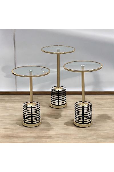 Gharaib Al Tuhaf 3-Piece Round Side Table Set with Modern Luxury Design