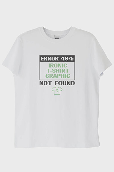 NUUGG الخطأ 404: تي شيرت أبيض بتصميم مطبوع بدون رسومات (XS / أبيض)