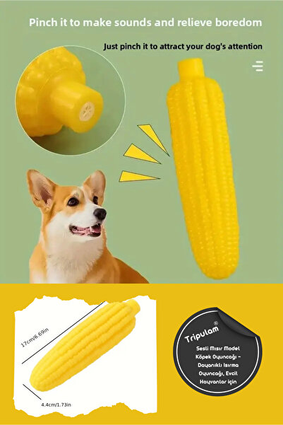 TRİPULAM Sesli Mısır Model Köpek Oyuncağı – Dayanıklı Isırma Oyuncağı, Evcil Hayvanlar için