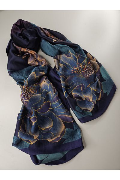 Webinay Home Flower Pattern Voile Silk Shawl Scrafs Hijab Voile Shawl New Season