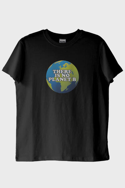 Generic Brand There Is No Planet B World Illustrated Printed Black T-Shirt (X...