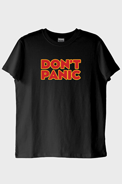 NUUGG Don'T Panic Printed Humorous Black T-Shirt (XXL / Black)