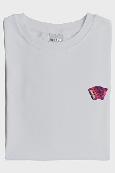 Generic Brand Accordion Embroidered White T-Shirt – Special for Music Enthusi...