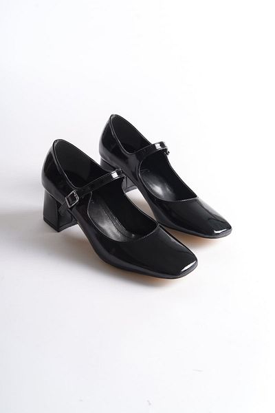 Zerenyus Rosalie Premium Black Patent Leather Heeled Women's Shoes