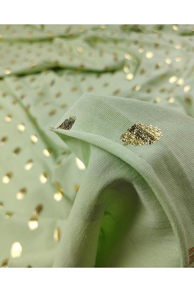 Kumaş Parça Gold Leafed Green Single Jersey Combed Cotton (Width 150 cm X Length 160 cm)