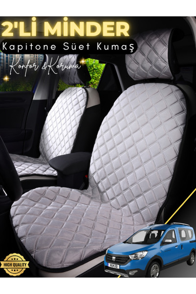 stiloto وسادة مقعد سيارة من جلد الغزال مكونة من قطعتين متوافقة مع Dacia Dokke...