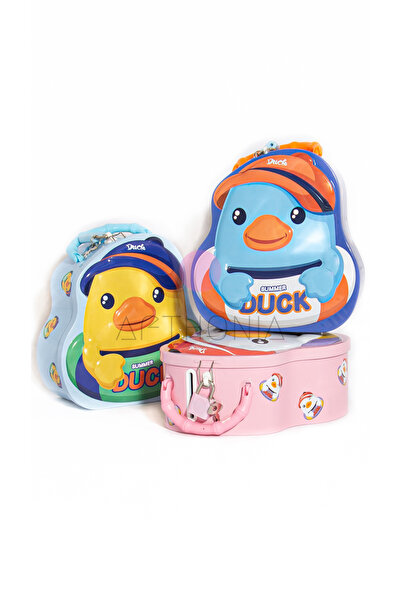 Afthonia Sevimli Ördek Figürlü Kumbara – Çocuklar İçin Metal Kasa + Anahtarlı...