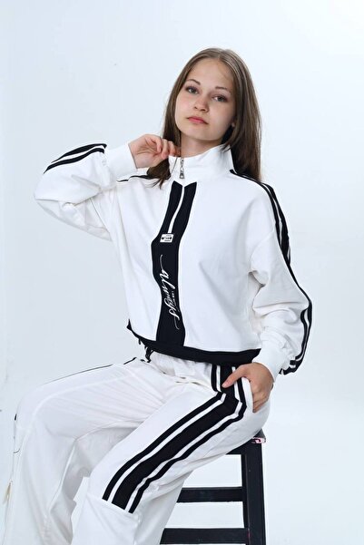 Asortix Girl's 2 Thread Half Zipper Garnished Tracksuit Set 100% Cotton Comfortable Fit-325