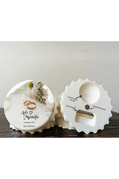 imzatasarım 10 Adet Magnet Baskı Düğün Nişan Nikah Magneti Açacaklı Yuvarlak ...