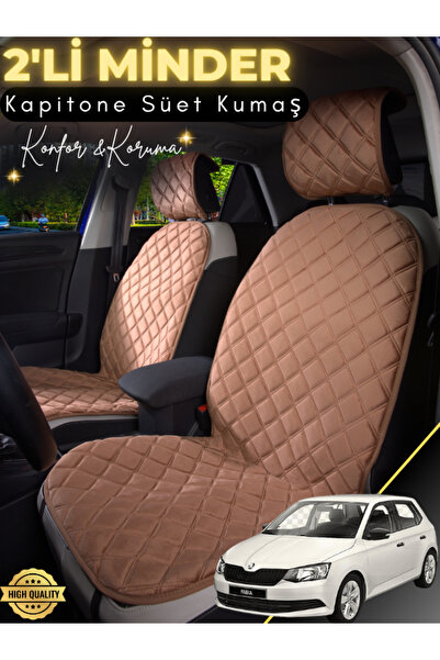 stiloto وسادة مقعد سيارة من جلد الغزال مكونة من قطعتين متوافقة مع سكودا فابيا...