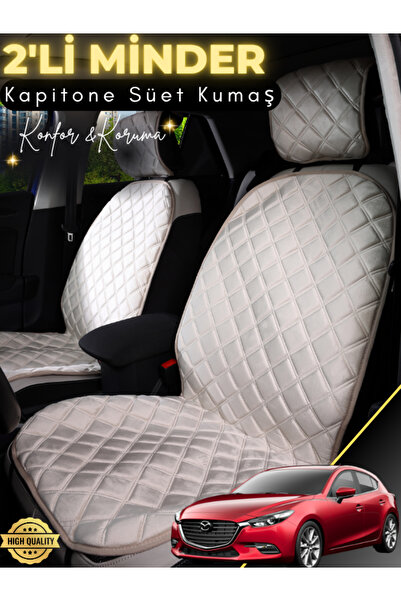 stiloto وسادة مقعد سيارة من جلد الغزال متوافقة مع مازدا Mazda6 مكونة من قطعتي...