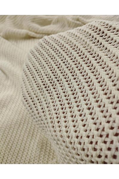 Kumaş Parça Knitwear in Cream Bone Color Width: 130
