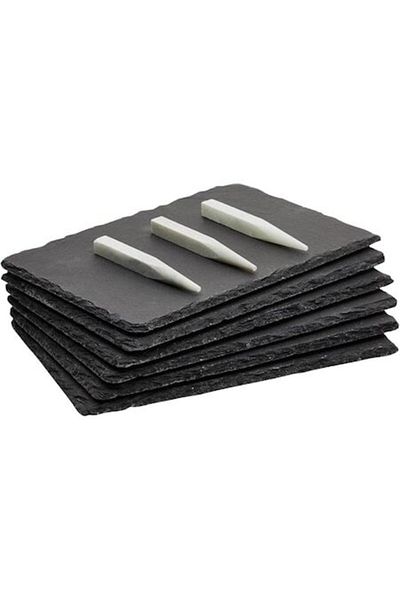 OEM Set 6 farfurii din ardezie, ideale pentru servirea micului dejun, brânzeturi, sushi, 15,2x0,3x22,2cm