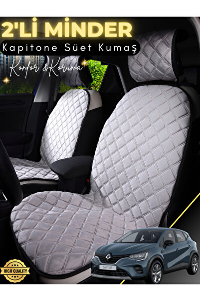 stiloto وسادة مقعد سيارة من جلد الغزال مكونة من قطعتين متوافقة مع رينو كابتور...