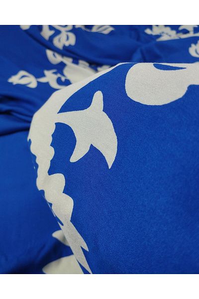 Kumaş Parça Cotton Viscose in Dark Blue Ecru Colors (Width 145 cm X Length 350 cm)