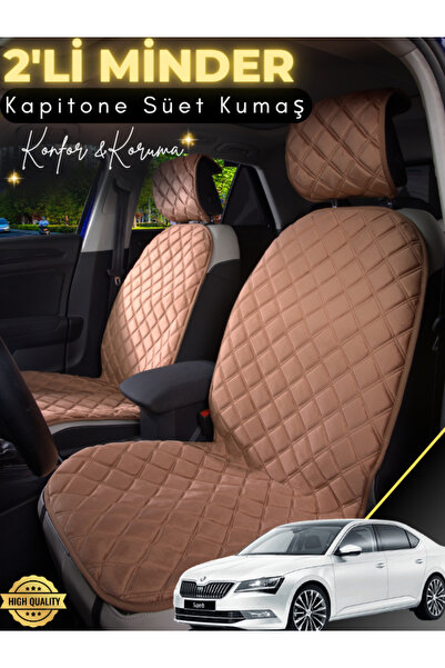 stiloto وسادة مقعد سيارة من جلد الغزال مكونة من قطعتين متوافقة مع سكودا سوبر ...