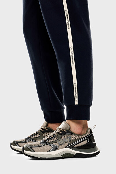 EA7 Pamuklu Regular Fit Lastikli Paça Logolu Şerit Detaylı Jogger Pantolon Erkek PANTOLON 7M000974 A
