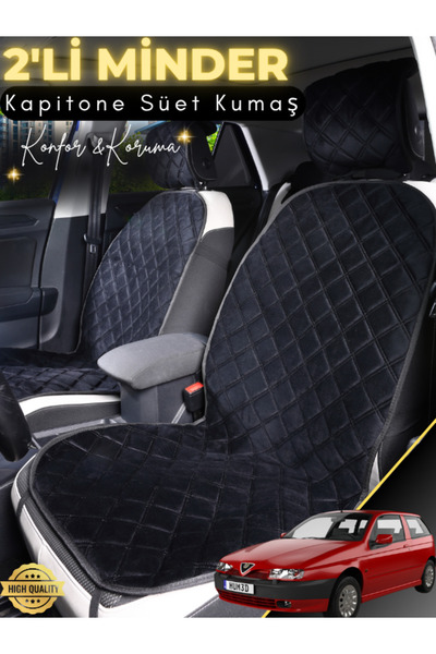 stiloto وسادة مقعد سيارة من جلد الغزال مكونة من قطعتين متوافقة مع ألفا روميو ...