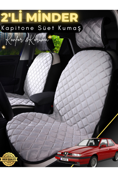 stiloto وسادة مقعد سيارة من جلد الغزال مكونة من قطعتين متوافقة مع ألفا روميو ...