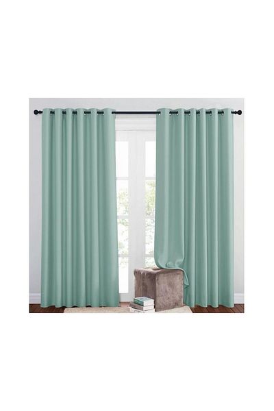 PONY DANCE Opaque thermal curtains with eyelets, set of 2, 210(h)x200cm, light green