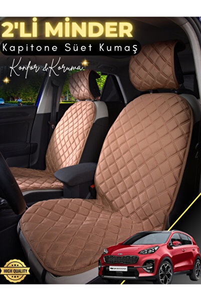 stiloto وسادة مقعد سيارة من جلد الغزال مكونة من قطعتين متوافقة مع كيا سبورتاج...