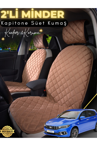 stiloto وسادة مقعد سيارة من جلد الغزال مكونة من قطعتين متوافقة مع سيارة فيات ...