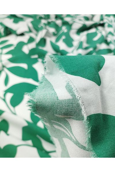 Kumaş Parça Cotton Viscose Webbing in White Green Colors (Width 150 cm X Length 290 cm)