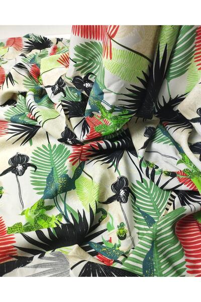 Kumaş Parça Viscoză din bumbac cu model junglă (lățime 140 cm x lungime 270 cm)