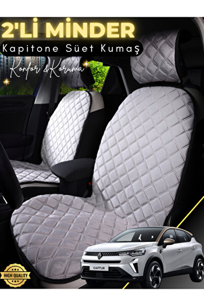 stiloto وسادة مقعد سيارة من جلد الغزال مكونة من قطعتين متوافقة مع رينو كابتور...