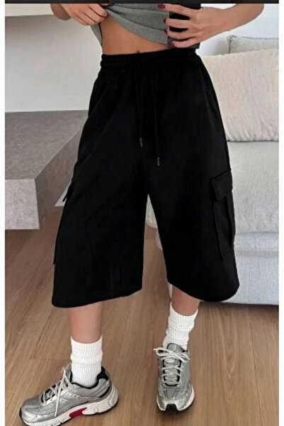 DENOKMODA Y2k Trend Unisex Kargo Cep Şort Örme Bermuda