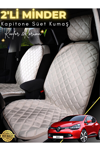 stiloto وسادة مقعد سيارة من جلد الغزال مكونة من قطعتين متوافقة مع رينو كليو 4...