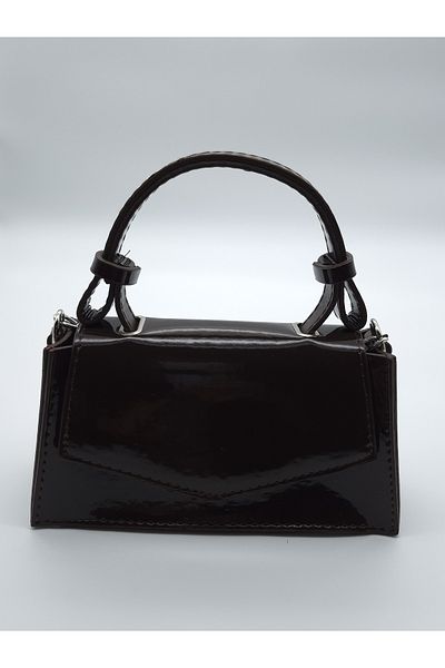 Silblack Shiny Patent Leather Shoulder and Hand Bag - Stylish Design Mini Model with Chain Strap