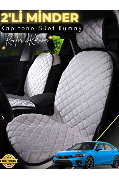 stiloto وسادة مقعد سيارة من جلد الغزال مكونة من قطعتين متوافقة مع Honda Civic...