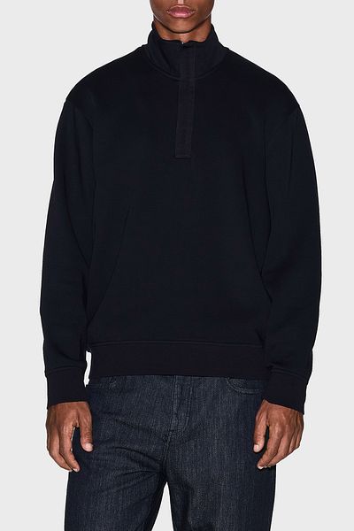 Armani Exchange Stretch Cotton Regular Fit Half Zipper Stand Collar Sweat Men's Sweat Xm001295 Af1081