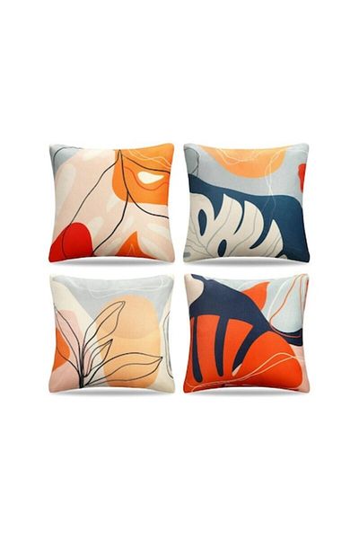 OEM Set 4 fețe de pernă, model floral, 40 x 40 cm