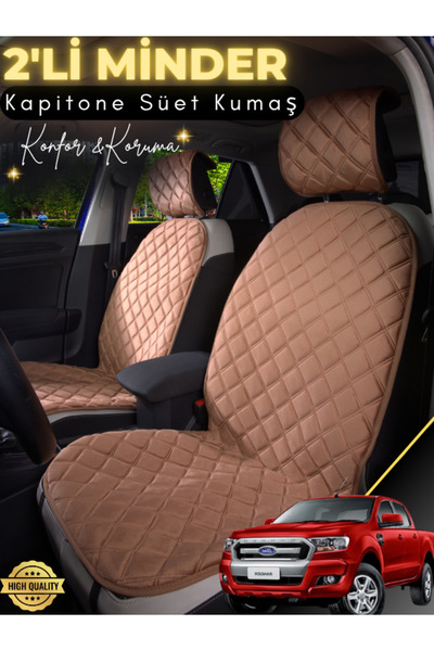 stiloto وسادة مقعد سيارة من جلد الغزال مكونة من قطعتين متوافقة مع سيارة Ford ...