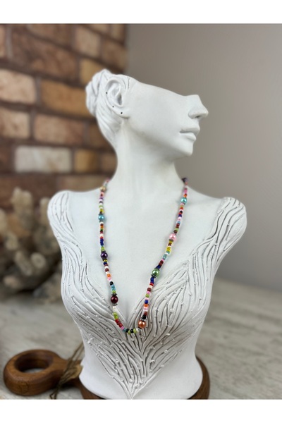 SEDEF TAKI Uzun renkli boncuklu kolye