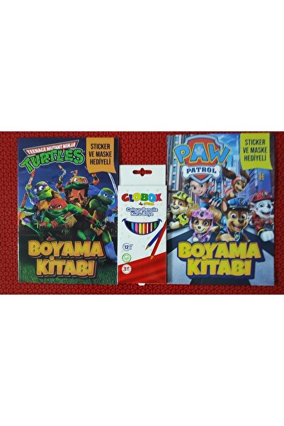 ada çanta kırtasiye 2 adet stickerli boyama kitabı ve 12 li kuru boya kalemi ...