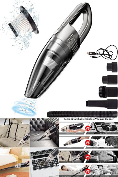 Yu Su Tools Araba ve Ev İçin LED Işıklı El Tipi Süpürge | Yıkanabilir Filtrel...