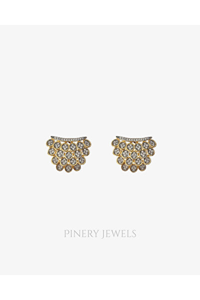 Pinery Jewels Oval Sıralı Zirkon Taşlı Kadın Küpe Çifti