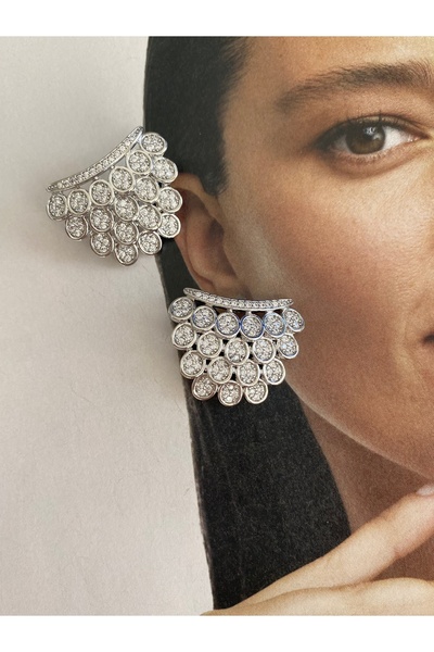 Pinery Jewels Oval Sıralı Zirkon Taşlı Kadın Küpe Çifti