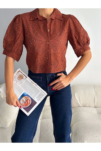 Işıltı kidss Brocade crop shirt s1023