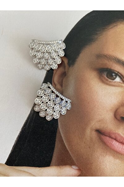 Pinery Jewels Oval Sıralı Zirkon Taşlı Kadın Küpe Çifti