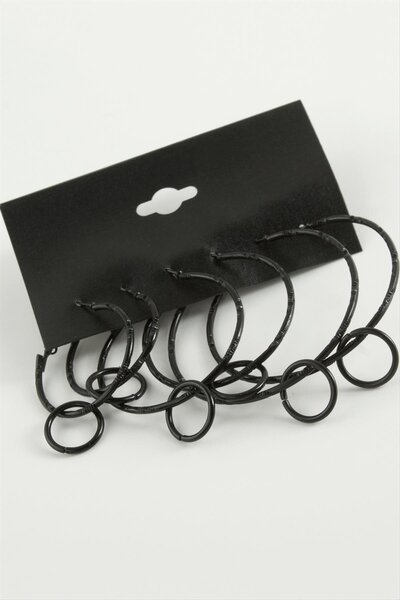 Marsilyan Dotted Interlocking Metal Hoop Earrings 6 Pieces Ilkel-Bjt940