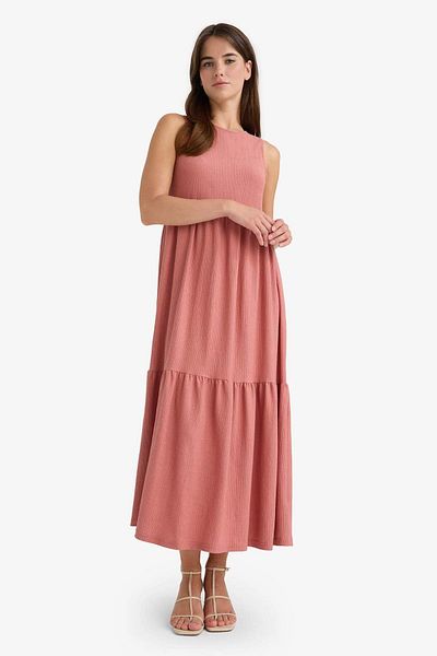 DeFacto Crew Neck Wrap Sleeveless Midi Dress F9994Ax25Sm