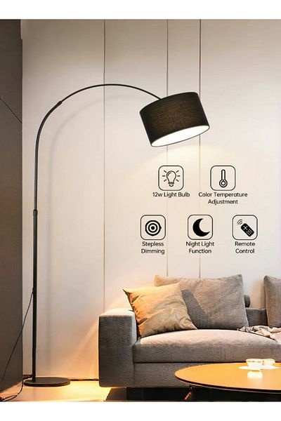 Sheinhome Floor Lamp with Remote Control ,3 Color Temperatures & Stepless Dimming, Adjustable Lampshade, 12W